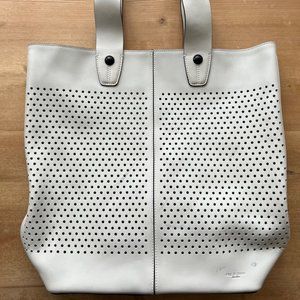 Rag and Bone White Flight Perforated Leather Tote Bag